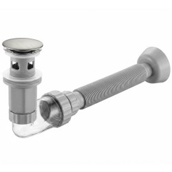REA - Umývadlový sifón s univerzálnym výpustom click-clack Flow Brush Nickel (REA-A9495)