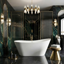 REA - Voľne stojaca akrylátová vaňa Lusso Slim 170 Biela krytka zátky (REA-W0504)