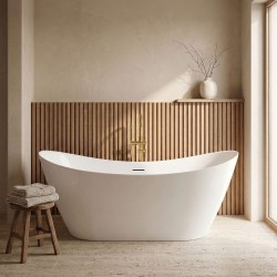 REA - Voľne stojaca vaňa FERRANO Slim 150 Biela krytka zátky (REA-W0080)