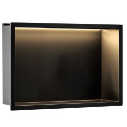 REA - VSTAVNÁ KÚPEĽŇOVÁ POLICA LED 30x45 black (REA-08546)