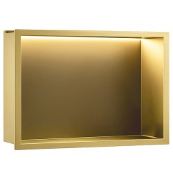REA - VSTAVNÁ KÚPEĽŇOVÁ POLICA LED 30x45 brush gold (REA-08545)
