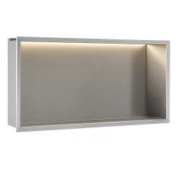REA - VSTAVNÁ KÚPEĽŇOVÁ POLICA LED 30x60 steel brush (REA-08544)