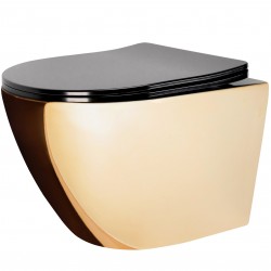 REA - Závesná WC misa vrátane sedátka Carlo Flat Mini Zlatá/čierna (REA-C8990)