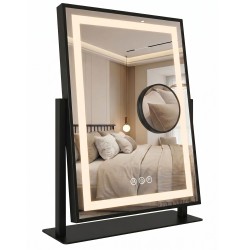 REA - Zrkadlo LED LUMI Black 30x40cm (HOM-01805)
