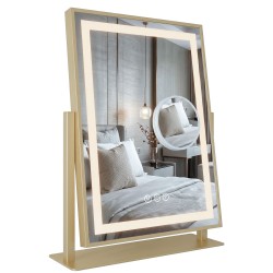REA - Zrkadlo LED LUMI L.Gold 30x40cm (HOM-01802)