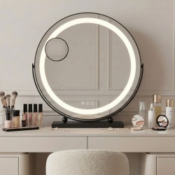 REA - Zrkadlo LED MAKE-UP Black 40 cm (HOM-12020)