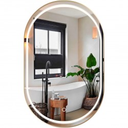 REA - Zrkadlo LED OLL 60x90 cm Brush Gold (HOM-02509)