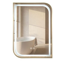 REA - Zrkadlo LED ZONE 70X50 BRUSH GOLD (HOM-00303)