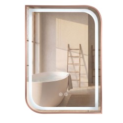 REA - Zrkadlo LED ZONE 70x50 BRUSH ROSE GOLD (HOM-00304)