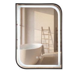 REA - Zrkadlo LED ZONE 80X60 BLACK (HOM-00208)