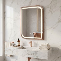 REA - Zrkadlo LED ZONE 80x60 BRUSH ROSE GOLD (HOM-00300)