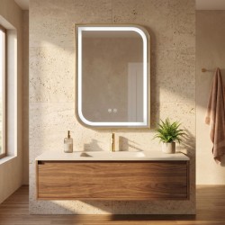 REA - Zrkadlo LED ZONE 80X60 GOLD BRUSH (HOM-00209)