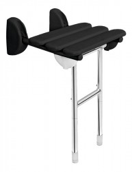 RIDDER - HANDICAP sklopné sedátko do sprchy s podperou, 38x36cm, čierny (A140110-1)