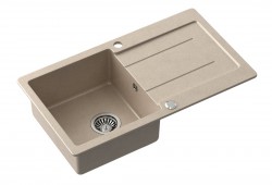 SAMONA - Granitový zabudovateľný drez s odkvapom, 77x44cm, béžová (30874505)