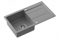 SAMONA - Granitový zabudovateľný drez s odkvapom, 77x44cm, šedá (30874508)