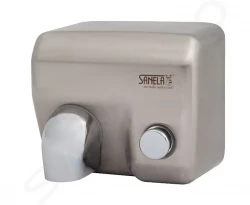 SANELA - Automatické osoušeče Elektrický sušič rúk s tlačidlom na čelnej stene, kryt z nehrdzavejúcej ocele (SLO 02M)