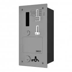 SANELA - Automaty Zabudovateľný mincový automat dverového zámku s GSM, s eurozámkom, antivandal, matná nerezová (SLZA 40GVZ)