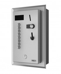 SANELA - Automaty Zabudovateľný mincový automat pre 4-8 spŕch, priame ovládanie, antivandal, matná nerezová (SLZA 02LMZ)