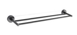 SANELA - Dvojitý držiak uterákov, dĺžka 60 cm, matná čierna (SLZD 11N)