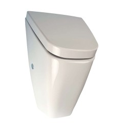 SANELA - Keramika Pisoár Villa s poklopom, s radarovým splachovačom, zadný prívod vody, batériové napájanie 6 V, SoftClose, biela (SLP 37RB)