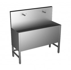 SANELA - Nerezová umyvadla Celoopláštený stojaci umývací žľab, 2 batérie s piezo ovládaním, sieťové napájanie, antivandal, nerezová (SLUN 50PA)