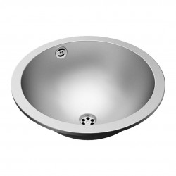 SANELA - Nerezová umyvadla Umývadlo zápustné, priemer 37 cm, bez otvoru na batériu, matná nerezová (SLUN 44X)