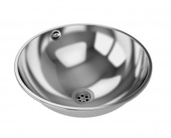SANELA - Nerezová umyvadla Umývadlo zápustné, priemer 38 cm, bez otvoru na batériu, nerezová (SLUN 45)