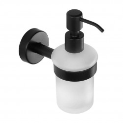 SANELA - Nerezové doplňky Dávkovač mydla s držiakom, matné sklo/čierna mat (SLZD 14N)