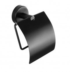 SANELA - Nerezové doplňky Držiak toaletného papiera, s krytom, matná čierna (SLZN 09N)
