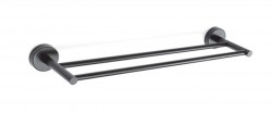SANELA - Nerezové doplňky Dvojitý držiak uterákov, dĺžka 50 cm, matná čierna (SLZD 10N)