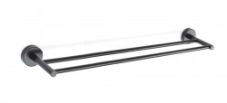 SANELA - Nerezové doplňky Dvojitý držiak uterákov, dĺžka 60 cm, matná čierna (SLZD 11N)