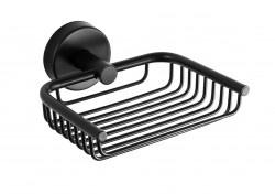 SANELA - Nerezové doplňky Mydlovnička s držiakom, matná čierna (SLZD 18N)