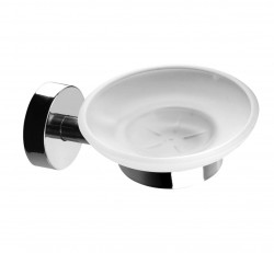 SANELA - Nerezové doplňky Mydlovnička s držiakom, matné sklo/lesklá nerezová (SLZD 13)