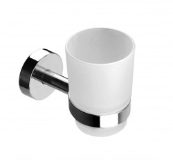 SANELA - Nerezové doplňky Pohárik na kefky a pastu s držiakom, matné sklo/lesklá nerezová (SLZD 12)