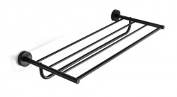 SANELA - Nerezové doplňky Polička na uteráky s hrazdou, dĺžka 60 cm, matná čierna (SLZD 37N)