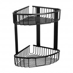 SANELA - Nerezové doplňky Polička rohová drôtená, matná čierna (SLZD 29N)