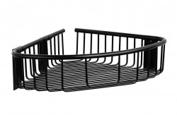 SANELA - Nerezové doplňky Rohová polička, matná čierna (SLZD 26N)