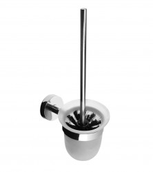 SANELA - Nerezové doplňky WC kefa nástenná, matné sklo/lesklá nerezová (SLZD 24)