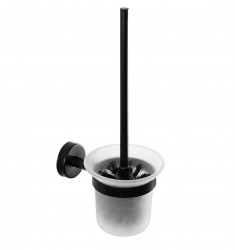 SANELA - Nerezové doplňky WC kefa nástenná, matné sklo/matná čierna (SLZD 24N)