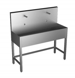 SANELA - Nerezové dřezy Celoopláštený stojaci umývací žľab, 1250 mm, 2 senzorové batérie, sieťové napájanie, antivandal, nerezová (SLUN 50E)