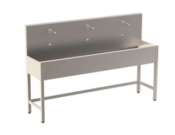 SANELA - Nerezové dřezy Celoopláštený stojaci umývací žľab, 1900 mm, 3 senzorové batérie, sieťové napájanie, antivandal, nerezová (SLUN 51E)