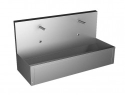 SANELA - Nerezové dřezy Opláštený závesný umývací žľab, 1250 mm, 2 senzorové batérie, sieťové napájanie, antivandal, nerezová (SLUN 80E)