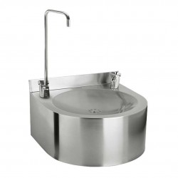 SANELA - Nerezové pitné fontánky Nerezová pitná fontánka závesná s tlačnou pitnou armatúrou a armatúrou na napúšťanie pohárov (SLUN 62S)