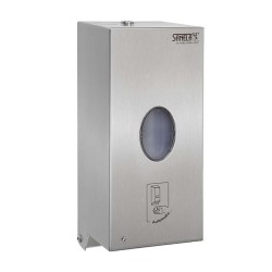 SANELA - Nerezový nástenný dávkovač mydla a dezinfekcie, plastová vnútorná nádobka, 850 ml (SLZN 71E)