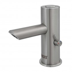 SANELA - Piezo baterie Nerezová umývadlová batéria Piezo, 2 druhy vody, batériové napájanie, antivandal (SLU 92PDB)