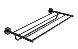 SANELA - Polička na uteráky s hrazdou, dĺžka 50 cm, matná čierna (SLZD 36N)