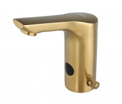 SANELA - Senzorové baterie Elektronická umývadlová batéria, sieťové napájanie, matná zlatá (SLU 76GX)