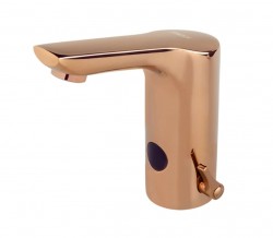 SANELA - Senzorové baterie Elektronická umývadlová batéria, sieťové napájanie, ružové zlato (SLU 76F)