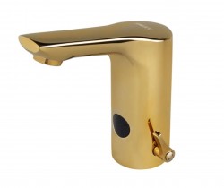 SANELA - Senzorové baterie Elektronická umývadlová batéria, sieťové napájanie, zlatá (SLU 76G)