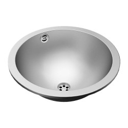 SANELA - Umývadlo zápustné, priemer 37 cm, bez otvoru na batériu, matná nerezová (SLUN 44X)